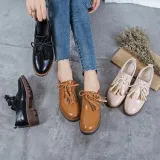 Women PU Loafers Casual Comfort Tassel Slip On Shoes