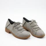 Gray PU Lace-up Spring/Fall Daily Chunky Heel Loafers