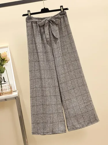 Plus Size Women Plaid Casual Pants