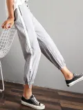 Plus Size Women Cotton Solid Casual Pants