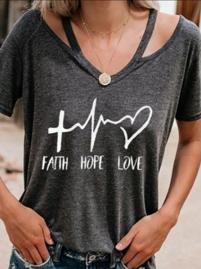 Short Sleeve V Neck Cotton Casual Shirts & Tops