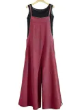 Pockets Linen Casual Loose Solid Plus Size Jumpsuits