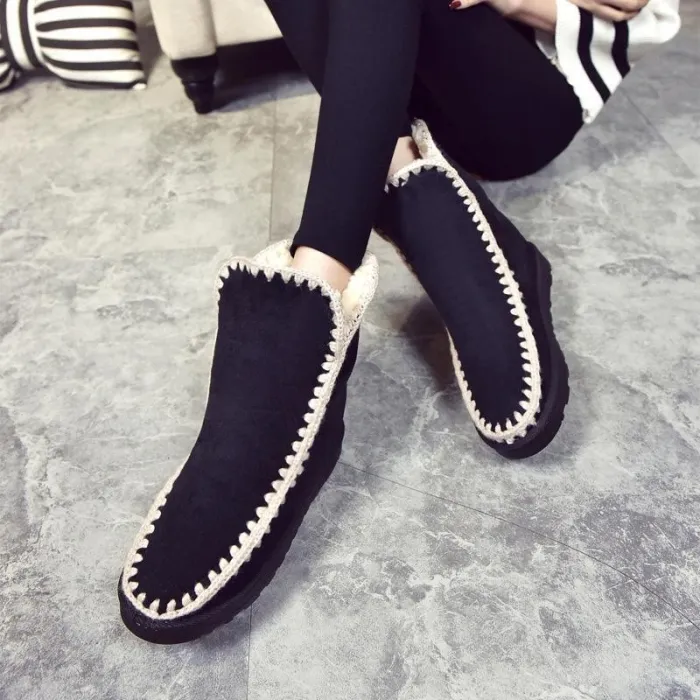 Women Snow Booties Casual Slip On Plus Size Warm Shoes