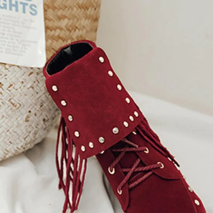 Women Vintage Booties Casual Plus Size Slip On Shoes