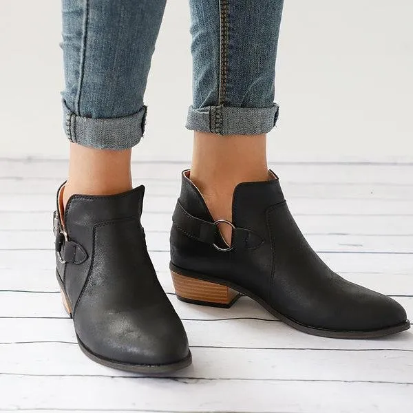 Women PU Booties Casual Comfort New Fashion Thick Shoes