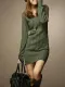 Casual Sheath V Neck Knitted Sweater Dress