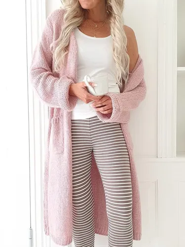 Plus Size Casual Long Sleeve Solid Outerwear