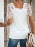 Casual V-Neck Short Sleeve Solid Plus Size Tops