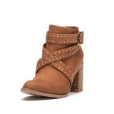 Women Flocking Booties Casual Comfort Chunky Heel Zipper Shoes