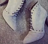 Gray Lace-up Daily Spring/Fall Stiletto Heel Boots