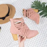 Weave Zipper Casual Chunky Heel Suede Boots