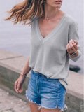 V Neck Basic Long Sleeve Solid Sweater