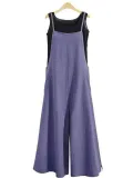 Pockets Linen Casual Loose Solid Plus Size Jumpsuits