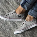 Women Zipper Daily Canvas Slip-on Athletic Sneakers