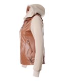 Detachable Cap Paneled Zipper Fashion Jacket