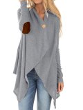 Gray Solid Casual Asymmetrical Patch Coat