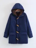 Horn Button Long Sleeve Cotton Quilted Coat