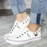 Women Zipper Daily Canvas Slip-on Athletic Sneakers