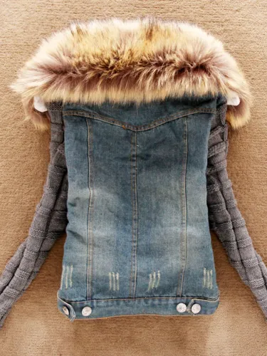 Paneled Casual Knitted Plus Size Jacket