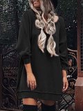 Shift Cowl Neck Casual Solid Fall Dress