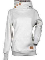 Long Sleeve Turtle Neck Buttoned Hoodies