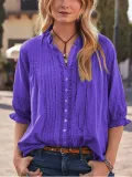 Green Half Sleeve Cotton-Blend Shirts & Tops