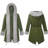 Warm Vintage Casual Cotton-Blend Long Sleeve Army Green Coat