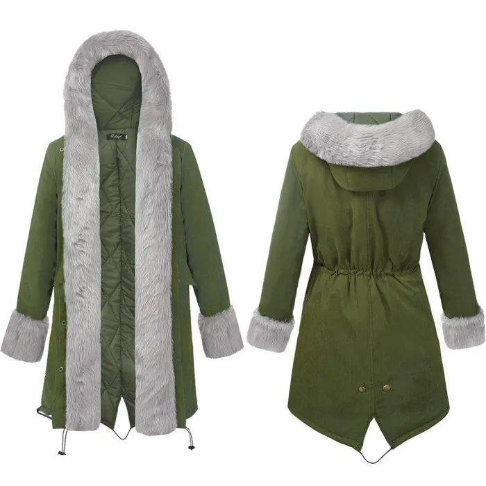 Warm Vintage Casual Cotton-Blend Long Sleeve Army Green Coat
