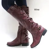 Black PU Chunky Heel Zipper Casual Winter Boots