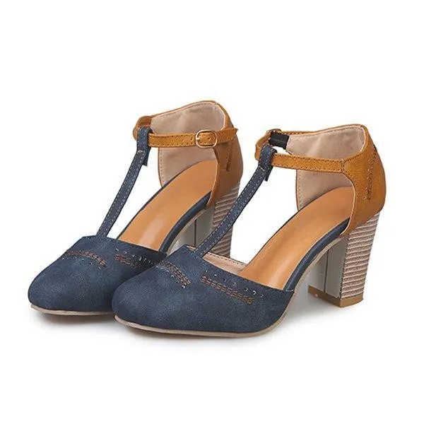 Summer Adjustable Buckle Chunky Heel Shoes