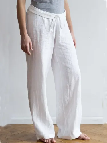 Casual Plain Linen Pants