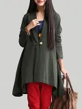 Buttoned Solid Cotton Ponchos & Cape
