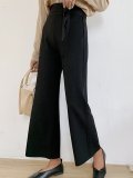 Women High Waist Strap Wide Leg Pants Ins  Straight  Casual  Pants