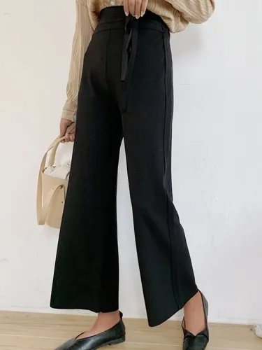 Women High Waist Strap Wide Leg Pants Ins  Straight  Casual  Pants