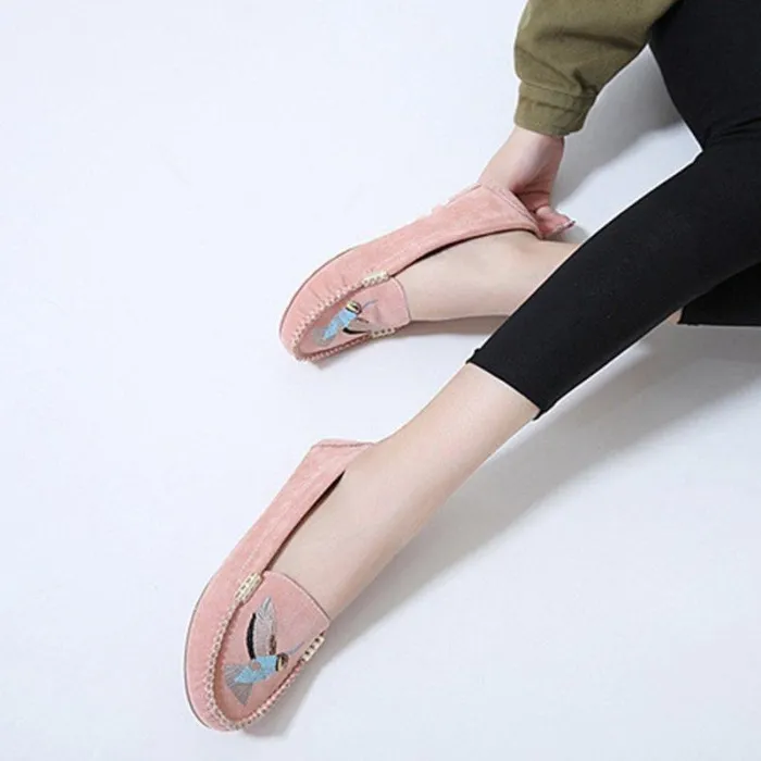 Women Artificial Suede Flats Casual Comfort Slip On Shoes