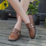 Brown Spring/Fall PU Chunky Heel Daily Adjustable Buckle Loafers