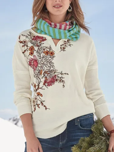 Casual Long Sleeve Cotton-Blend Shirts & Tops