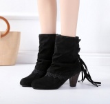 Women Plus Size High Heel Daily Faux Suede Applique Boot