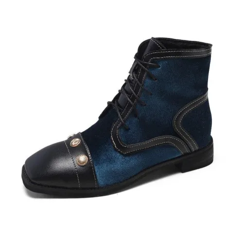 Winter Rivet Lace-Up Chunky Heel Suede Boots
