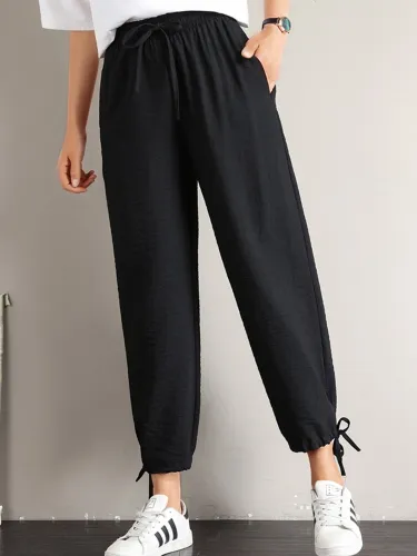 Plus Size Women Plain Casual Pants