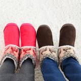 Christmas Panel Faux Suede Fleece Lined Snow Boots