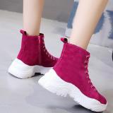 Women Flocking Athletic Booties Casual Comfort Lace Up Shoes