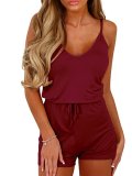 Size S-5XL Drawstring Sexy V Neck Rompers