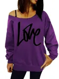 Womens Round Neck LOVE Printed Hoodie