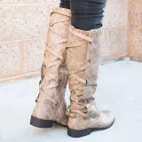 Black PU Chunky Heel Zipper Casual Winter Boots