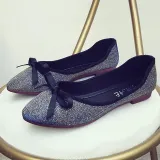 Women Bowknot  Sparkling Glitter Flats Casual Comfort Slip On Shoes