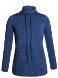 Cowl Neck Long Sleeve Spandex Pockets Women Clothing
