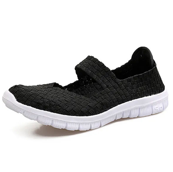 Multicolor Blocks Hand-knitted Shoes Elastic Band Daily Flat Heel Loafers
