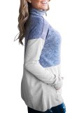 Stand-Up Neck Long Sleeve Solid Color-Block Sweatshirts