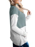 Stand-Up Neck Long Sleeve Solid Color-Block Sweatshirts